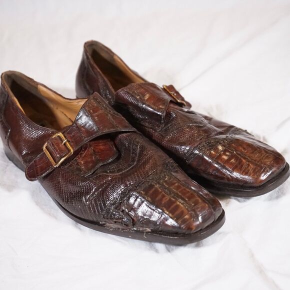 David Eden Crocodile Dress Shoes Vintage Made in Spain Men’s Size 12 Repaired main image 6